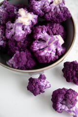 Close up of Purple Cauliflower on Kitchen Counter Top