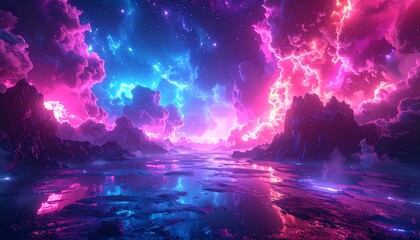 Obraz premium Cosmic landscape, vibrant colors