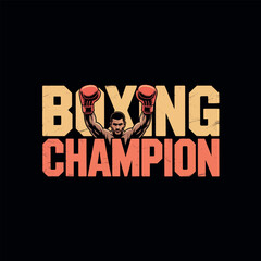 Retro Boxing Typography Design &ndash; Champion Fighter Sports Graphic