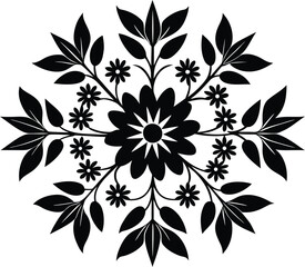 Folk Flower Pattern Silhouette