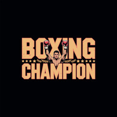 Boxing Champion Artwork , Bold Fighter Motivation Typography