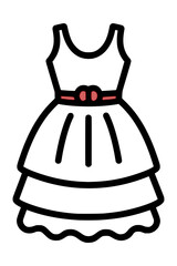 Charming dress icon for fashion blogs and apparel design, stylish feminine clothing symbol