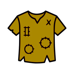 Cartoon tattered shirt with patches, perfect for game design or character illustration element design