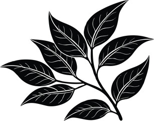 Tea Leaves Sprig Silhouette