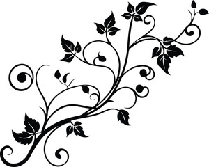 Whimsical Vine Flourish Silhouette