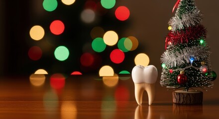 Celebrate the holiday season with a dental theme showcasing a tooth and Christmas decorations