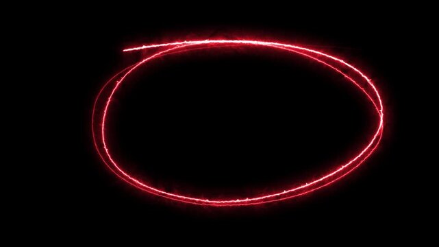 Neon Round Highlighter Effect | Circle Drawing Animation. red circle drawn, red marker pen style, Hand Drawn Neon Circle Highlight | Glowing Marker Animation.
