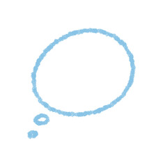 Hand drawn crayon speech bubble with fluid round outline. Blue comic cloud with a sketch finish, this graphic chat element brings thought and message to any creative communication concept.