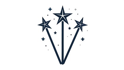 Three magic wands with stars