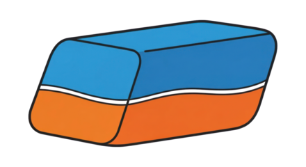 Stylized Blue and Eraser with Wavy White and Bold Outline, Isolated Graphic Illustration. isolated on transparent background. Transparent PNG Image