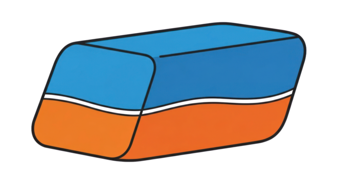 Stylized Blue and Eraser with Wavy White and Bold Outline, Isolated Graphic Illustration. isolated on transparent background. Transparent PNG Image - Powered by Adobe