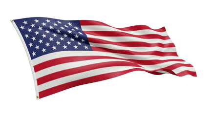 Obraz premium Dynamic Waving American Flag with Visible Fabric Texture, Displaying Stars and Stripes, Isolated. isolated on transparent background. No Background PNG