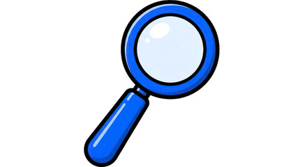 Stylized Blue Magnifying Glass Icon for Search, , and Discovery on Transparent Background. isolated on transparent background. PNG Cut Out Transparent