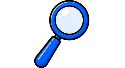 Stylized Blue Magnifying Glass Icon for Search, , and Discovery on Transparent Background. isolated on transparent background. PNG Cut Out Transparent