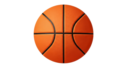 Vibrant Basketball with Classic Black Seams, Isolated for Sports and Game Themes. isolated on transparent background. PNG Clipart Transparent