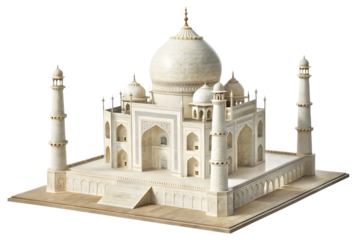 Miniature Taj Mahal Agra India on white background isolated on a transparent background