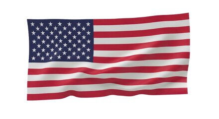 Fototapeta premium Vibrant American Flag Waving with Folds and Ripples, Isolated on Transparent Background, Symbolizing Patriotism and Unity. isolated on transparent background. PNG Clipart Transparent