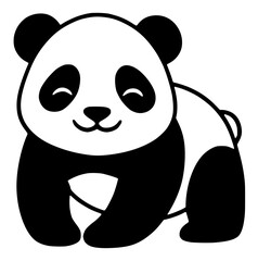 Obraz premium Silhouette of a resting panda on a white background