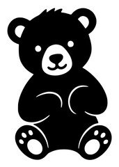 Obraz premium Cute Teddy Bear Silhouette on White Background