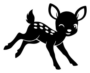 Silhouette of a leaping fawn with spots