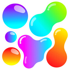 Colorful Gradient Blob Shapes on Black Background Abstract Illustration with Glossy Highlights