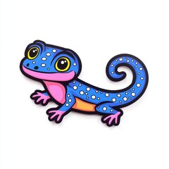 Colorful Cartoon Gecko Illustration with Bright Eyes and Whimsical Features