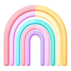Pastel Rainbow Illustration on Black Background Featuring Pink Blue Purple and Yellow Arcs