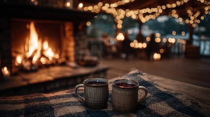 Cozy Winter Fireplace Scene