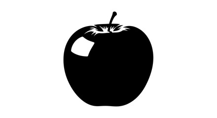 Minimalist apple illustration with elegant curves and contrasting shadow creating a sleek design