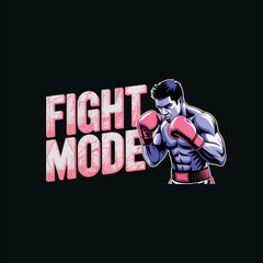 Boxer in Fight Mode , Vintage Sports T-Shirt Vector Artwork