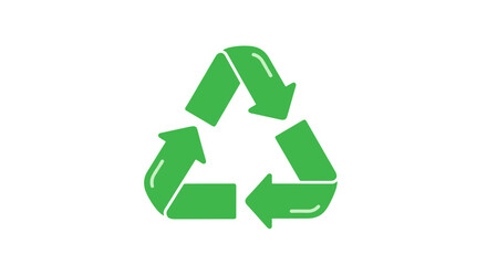 Obraz premium Green recycling symbol with three arrows forming a triangle on a clean white background image view
