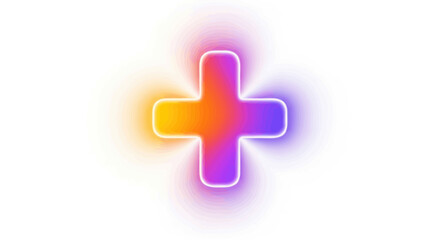 Obraz premium Radiant gradient plus symbol glowing with vibrant energy on a seamless white backdrop