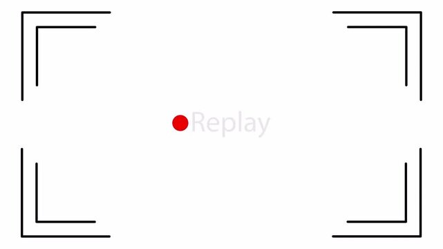4K replay text animation with HUD frame on white background. Transparent video overlay for sports replays, digital broadcast graphics, and modern video editing templates