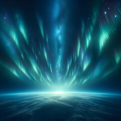Fototapeta premium Dancing Northern Lights over Winter Mountains and Forest Night Sky