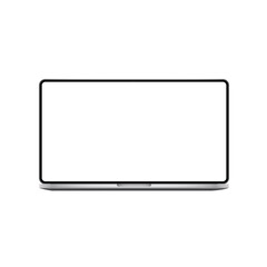 Silver Laptop. Silver Laptop Front View. Modern Computer Device Vector Illustration