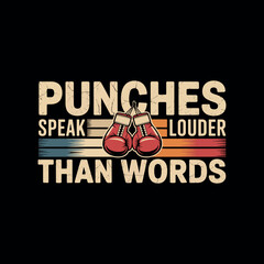 Punches Over Words &ndash; Grunge Boxing Typography Graphic for Sportswear
