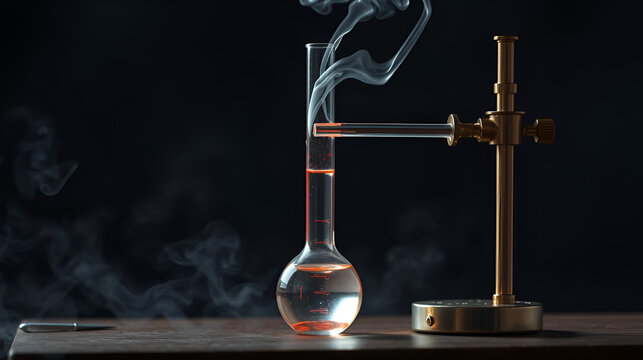 Burette in flame/steam. Concept of medical research etc. - Powered by Adobe