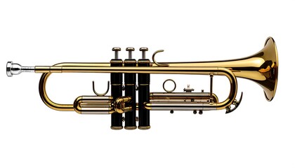 Obraz premium Golden trumpet against white