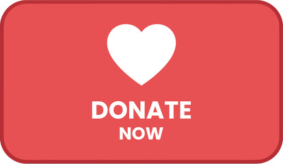 Donate Heart Red Button Flat Style Vector Illustration Design