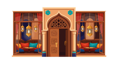 Enchanting Arabian themed interior with ornate details and cozy atmosphere