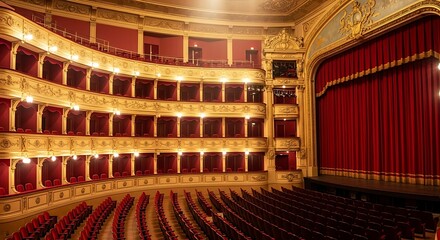 Obraz premium Empty movie theater auditorium rows with a bright screen ready for a showing