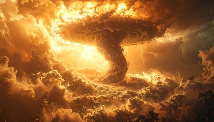 Fiery, swirling storm clouds