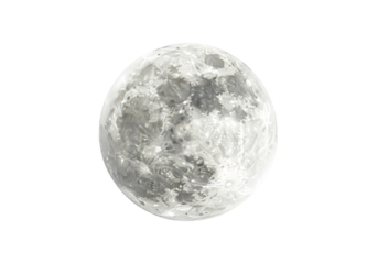 A detailed, full view of a round, celestial moon, set against a rich Transparent background.