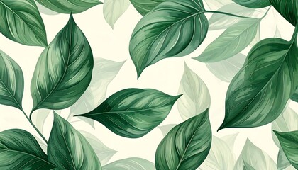Fototapeta premium Lush green leaves on a white background