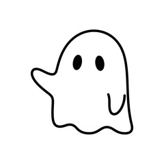 Naklejka premium Friendly ghost icon waving in a simple vector style 