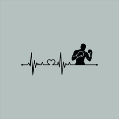 Boxing Passion Heartbeat Artwork &ndash; Sports Motivation T-Shirt Design