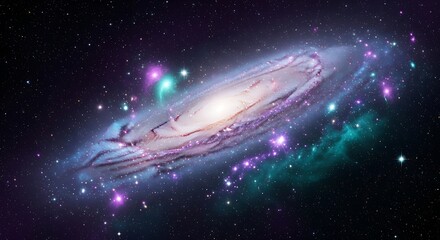 Obraz premium Spiral Galaxy Swirling Through Cosmic Nebula Clouds