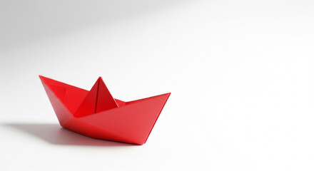 Creative Origami Red Boat Symbolizing Success and Innovation