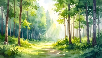 Sunlit forest path