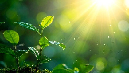 Lush green tea leaves sprout